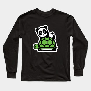 I Like Turtles Bambu Brand Panda Green Shell Slow Turtleneck Long Sleeve T-Shirt